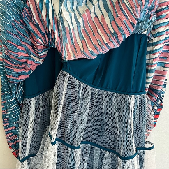 Anthropologie Red Blue Patterned Sleeveless Dress size S - Picture 3 of 6